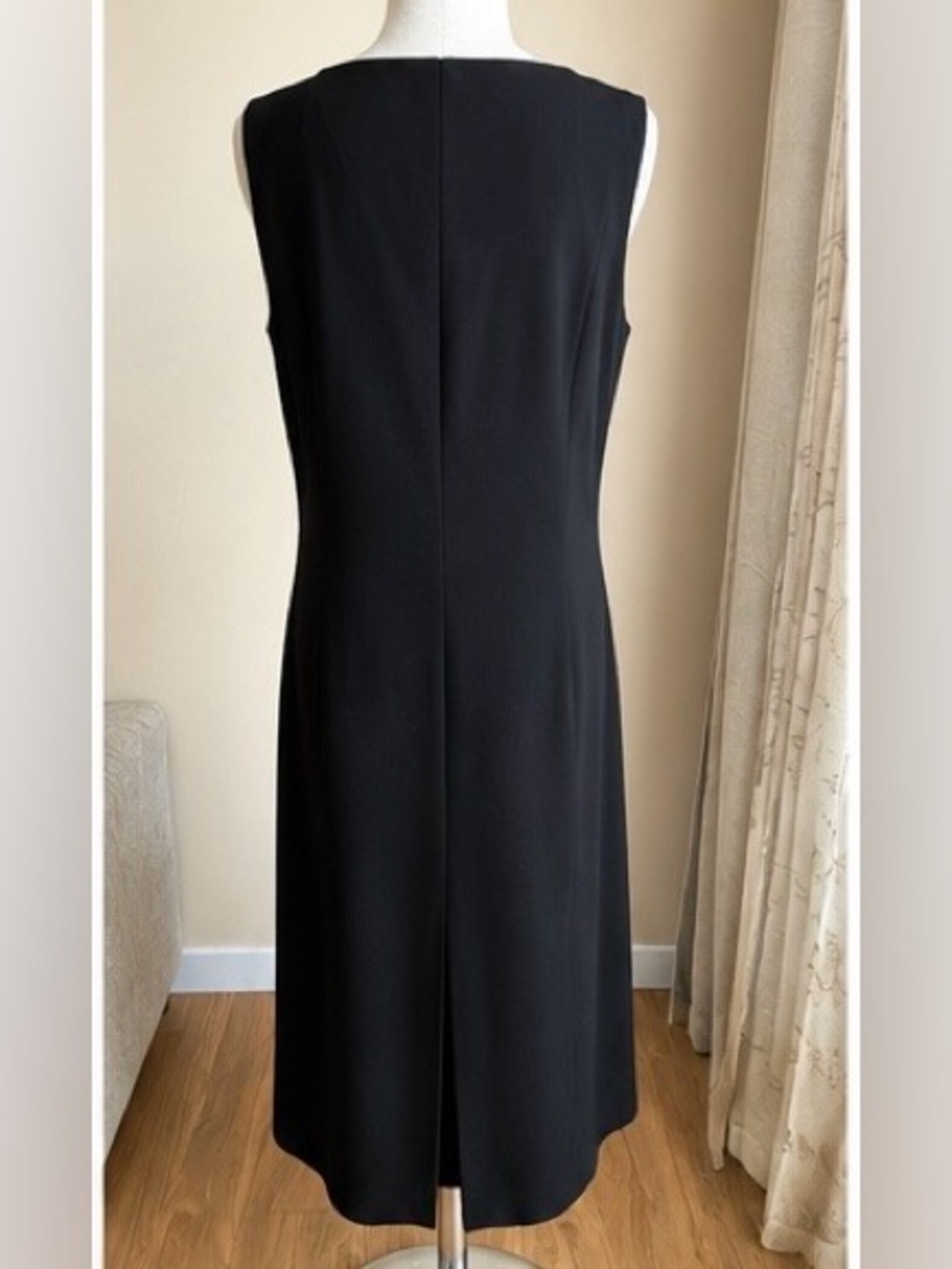 Talbots Black Crepe Midi Dress Size 16 Sleeveless Career Office Elegant Classic - Picture 4 of 7